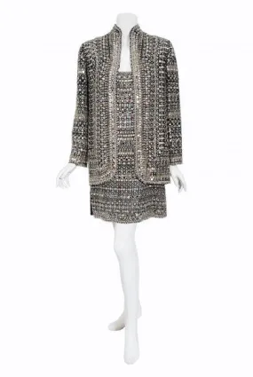 1979 Halston Couture Beaded Mirror Mini Dress & Jacket Made For Liza Minnelli