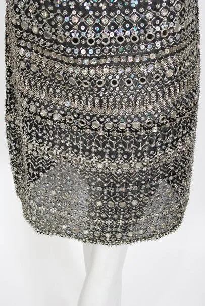 1979 Halston Couture Beaded Mirror Mini Dress & Jacket Made For Liza Minnelli