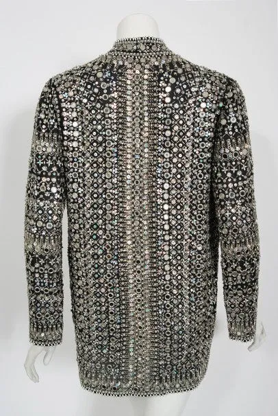 1979 Halston Couture Beaded Mirror Mini Dress & Jacket Made For Liza Minnelli