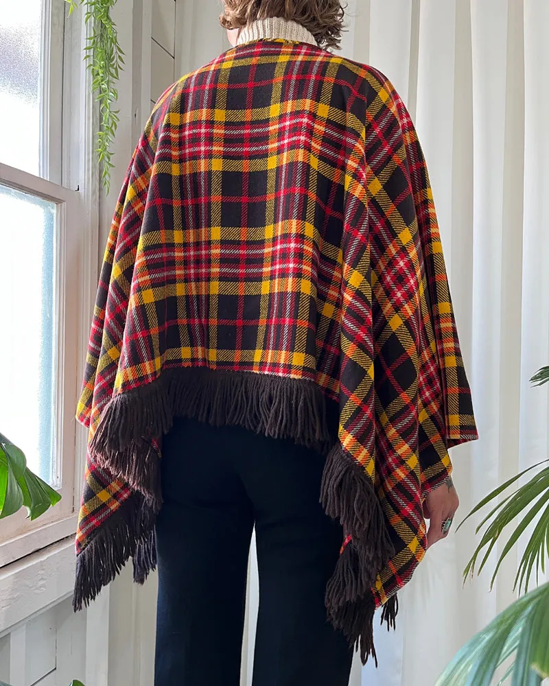 70s Plaid Fringe Cape | XS-XL