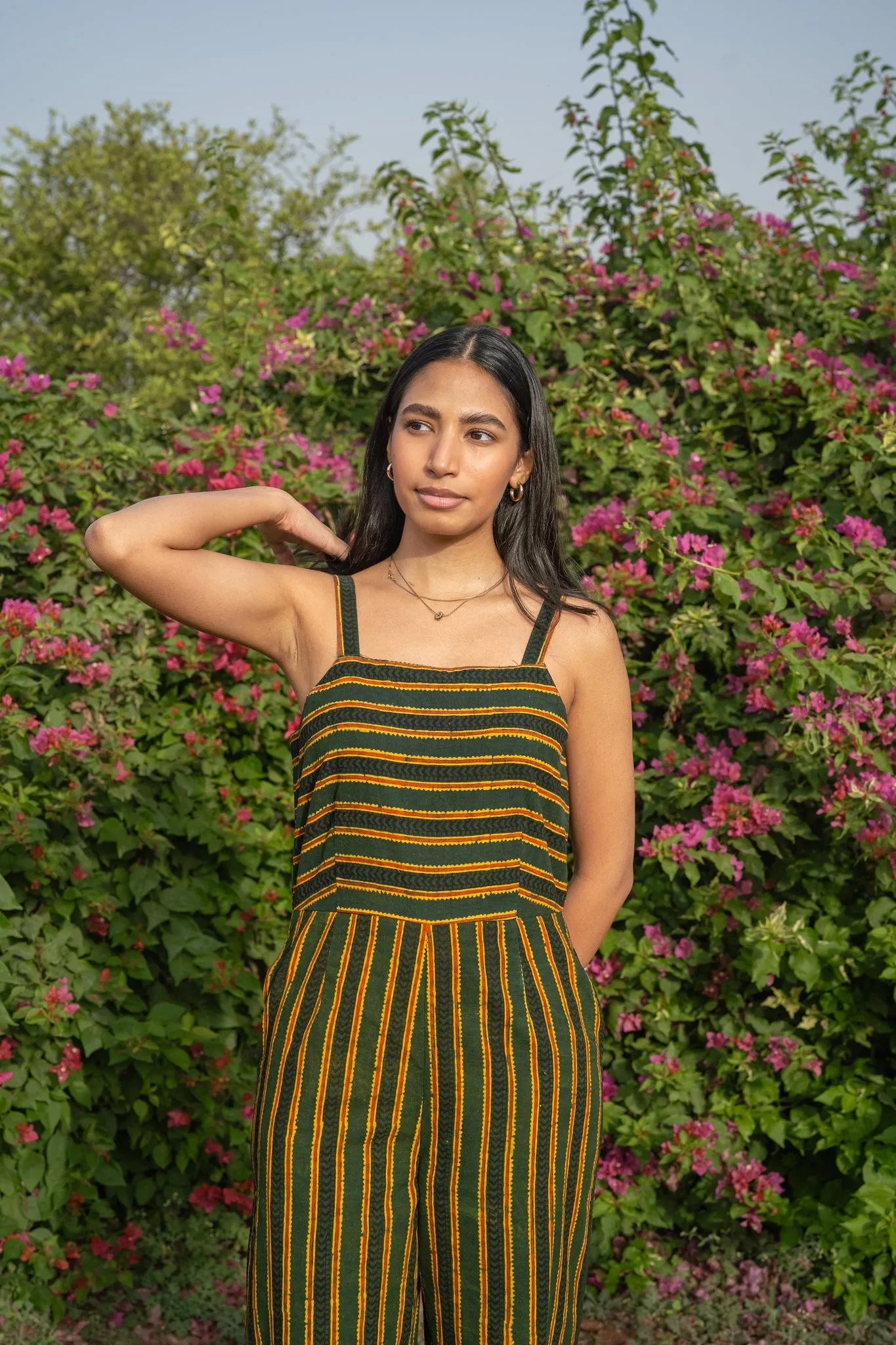 Aam Panna Ajrakh Striped Jumpsuit (Final Sale)