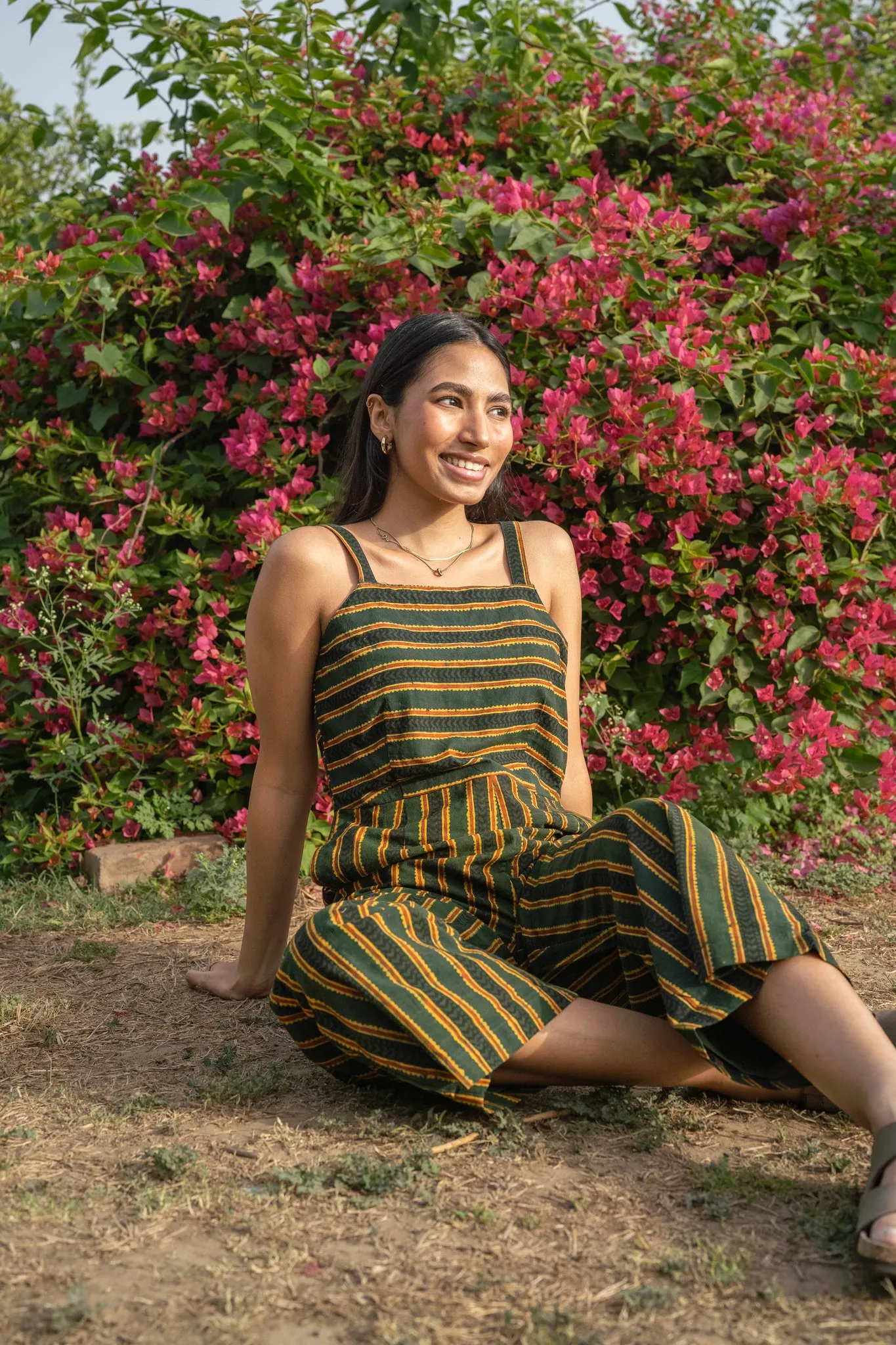 Aam Panna Ajrakh Striped Jumpsuit (Final Sale)