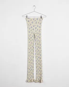 Acne Studios stretch rib floral leggings, ecru & blue, 8