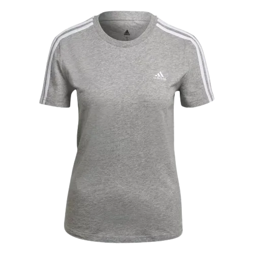 ADIDAS ESSENTIALS SLIM 3-STRIPES T-SHIRT - WOMEN - GREY/WHITE