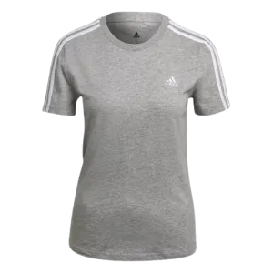 ADIDAS ESSENTIALS SLIM 3-STRIPES T-SHIRT - WOMEN - GREY/WHITE