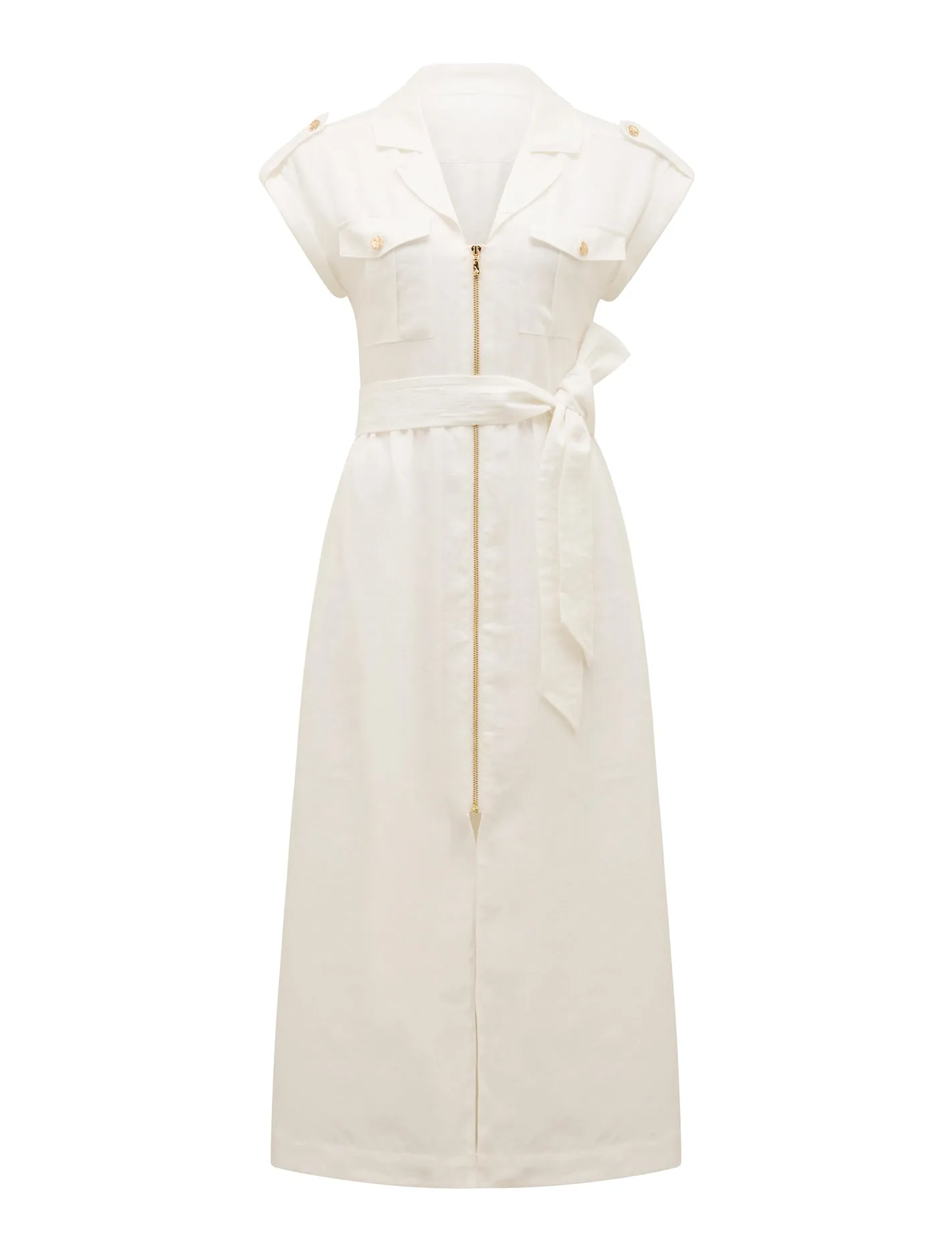 Alison Zip Utility Linen Midi Dress