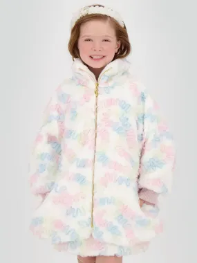 Angels Face Girls Oscars Pastel Fur Jacket in White