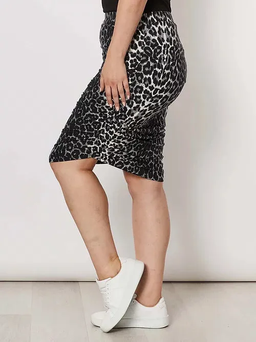 Animal Print Ruched Skirt