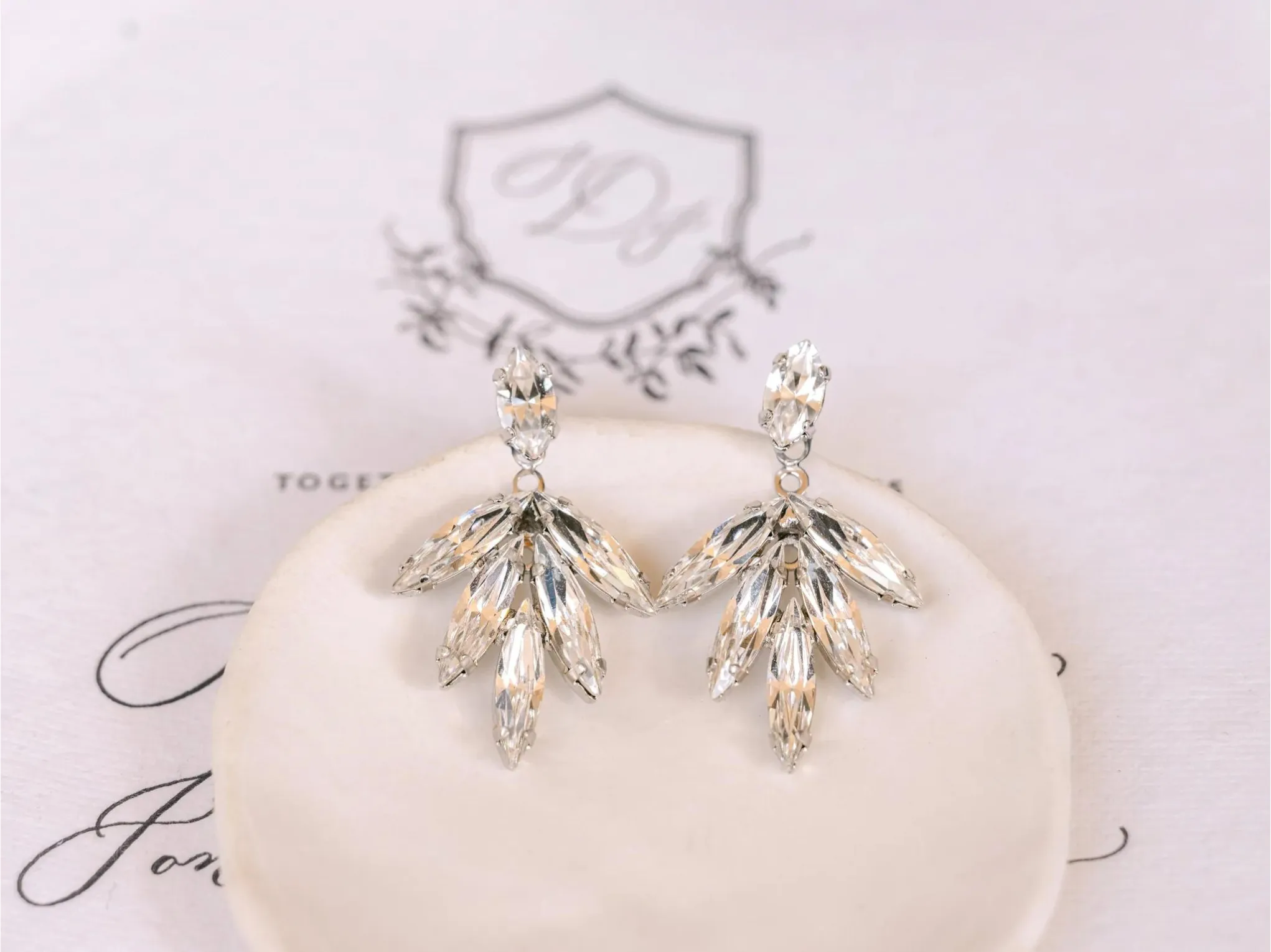 Anita Drops - Silver Swarovski Bridal Jacket Drop Earrings