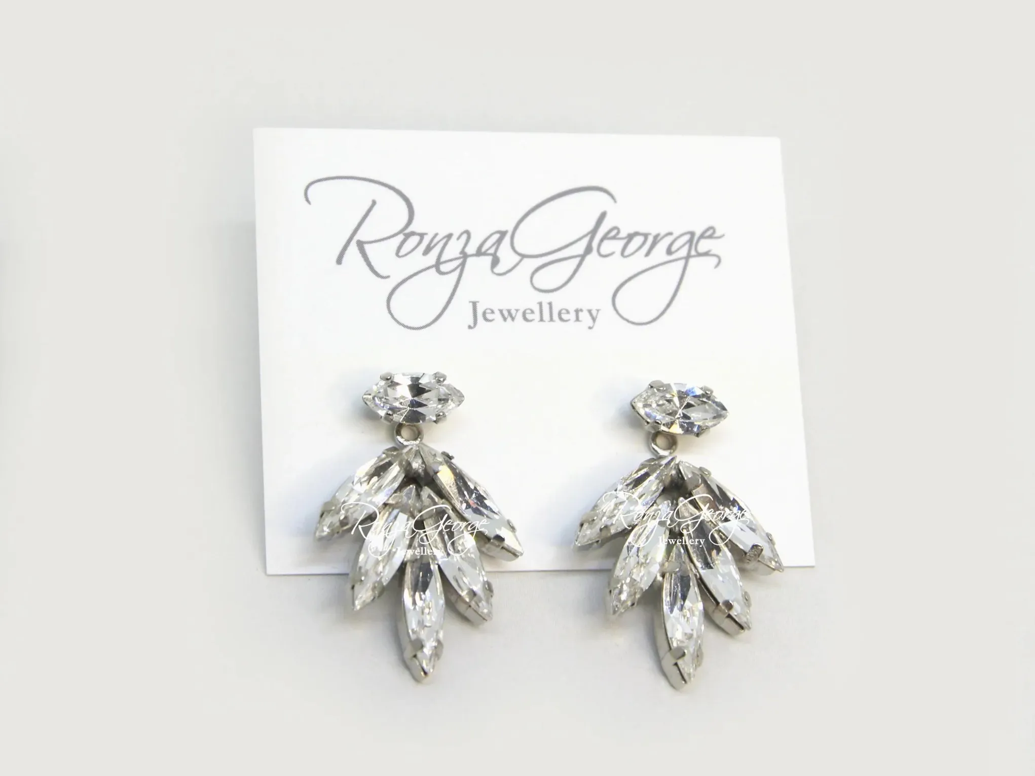 Anita Drops - Silver Swarovski Bridal Jacket Drop Earrings