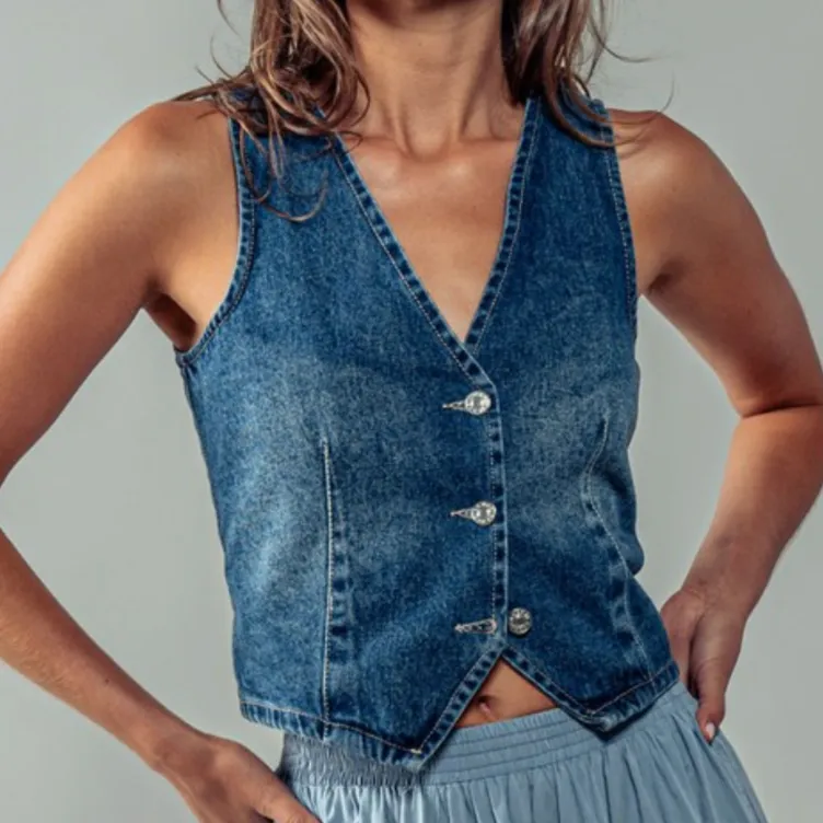 Austin Denim Stitched Vest Top