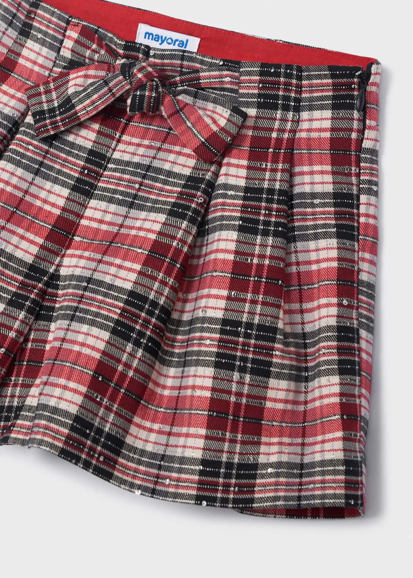 AW22 Mayoral Girls Red and Black Check Shorts 4210