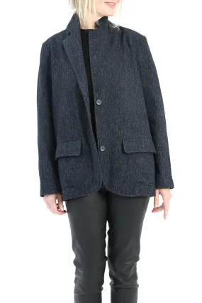 BACCIO ITALIAN WOOL BLAZER IN DARK BLUE MELANGE