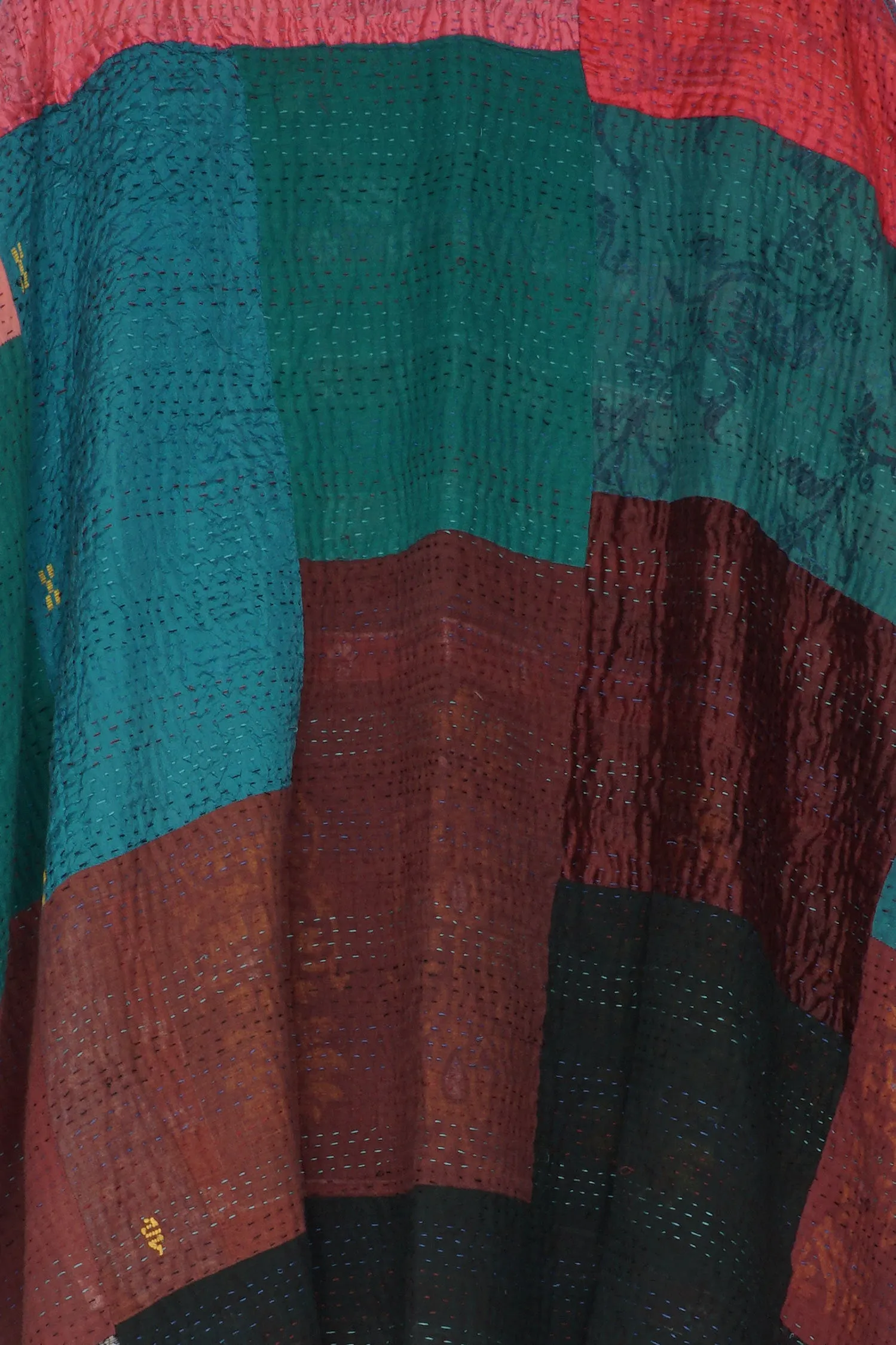 BAGH PRINT KANTHA DOUBLE COLLAR PONCHO