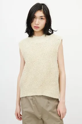 Beige Linen Tweed Sweater Vest