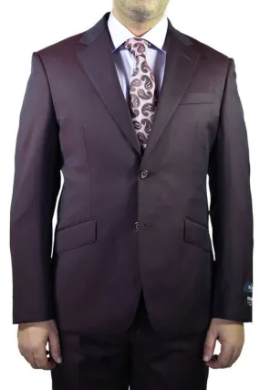 Berragamo Solid Plum 2-Button Notch Slim Fit Suit