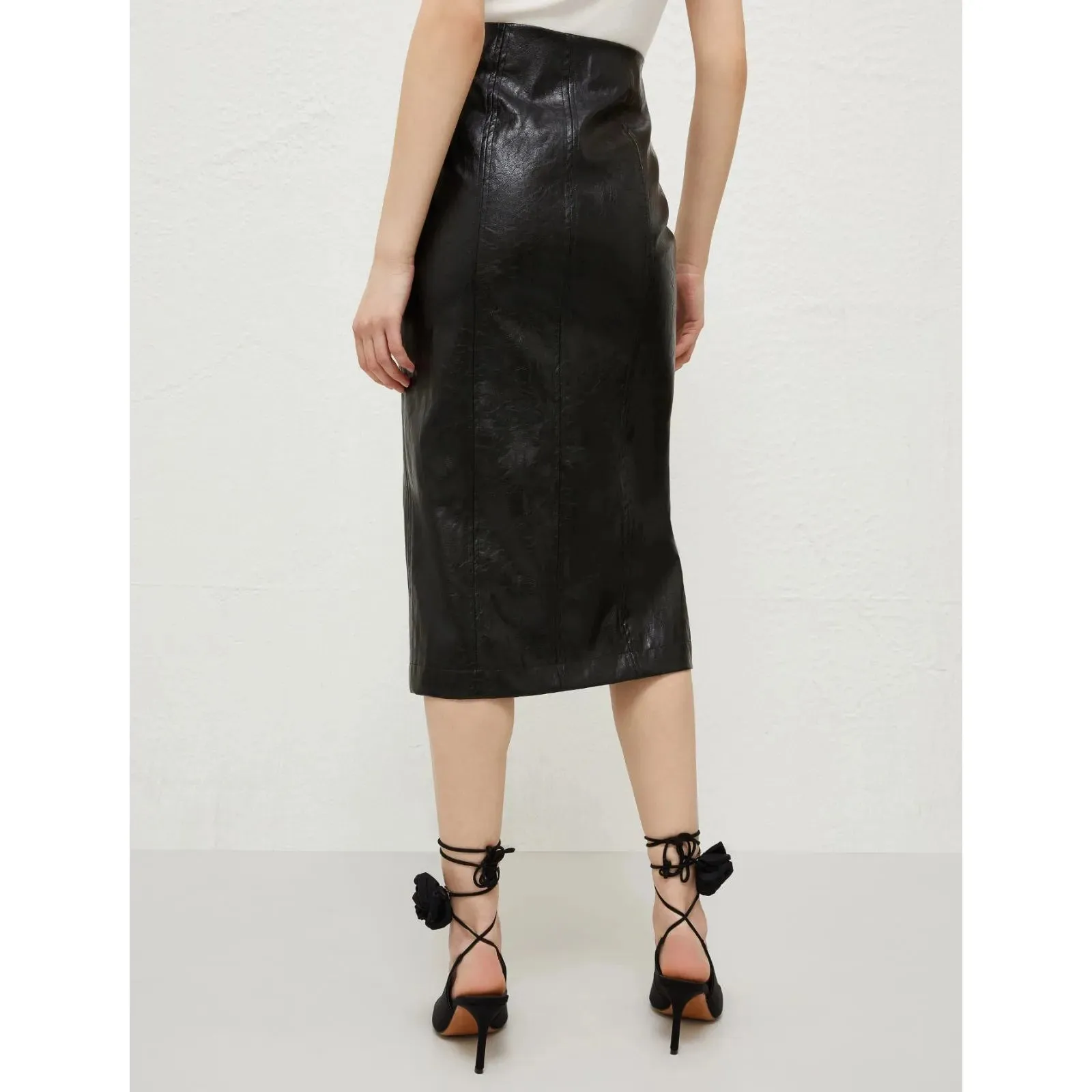 BIAGIO PU Midi Skirt Black