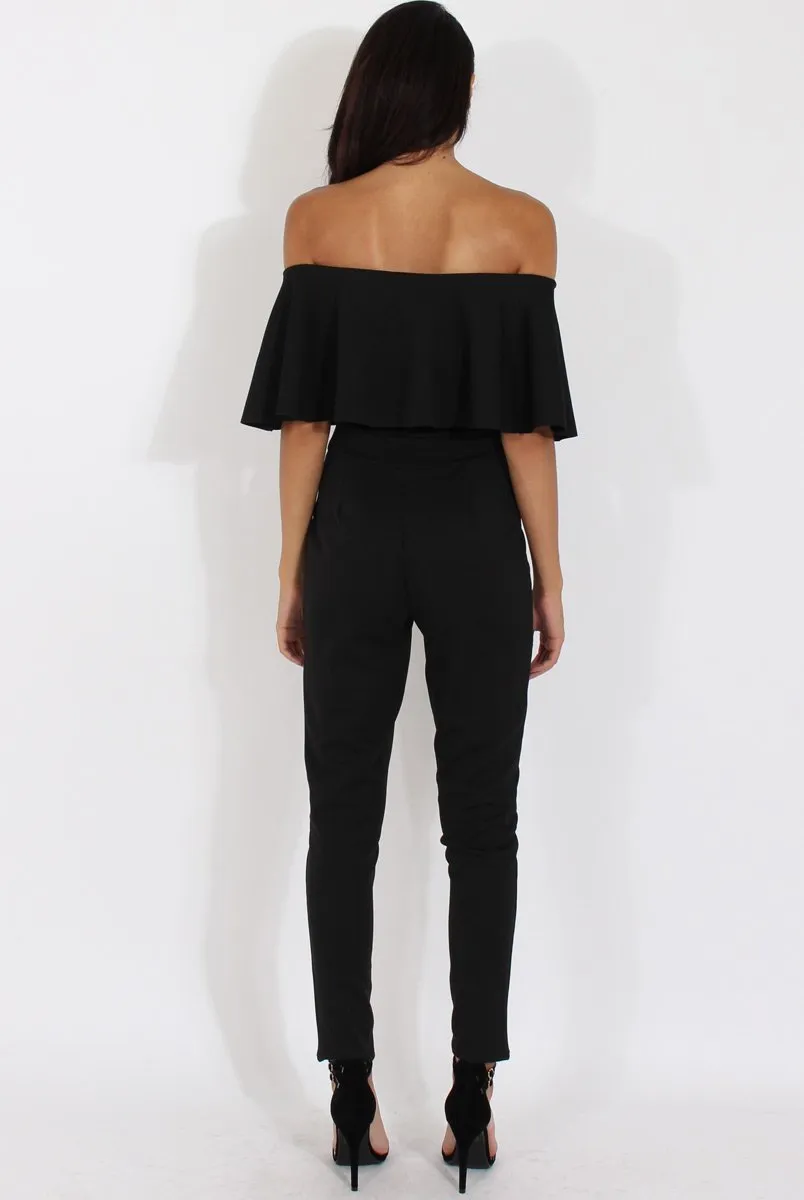 Black Bardot Fitted Jumpsuit - Bridget