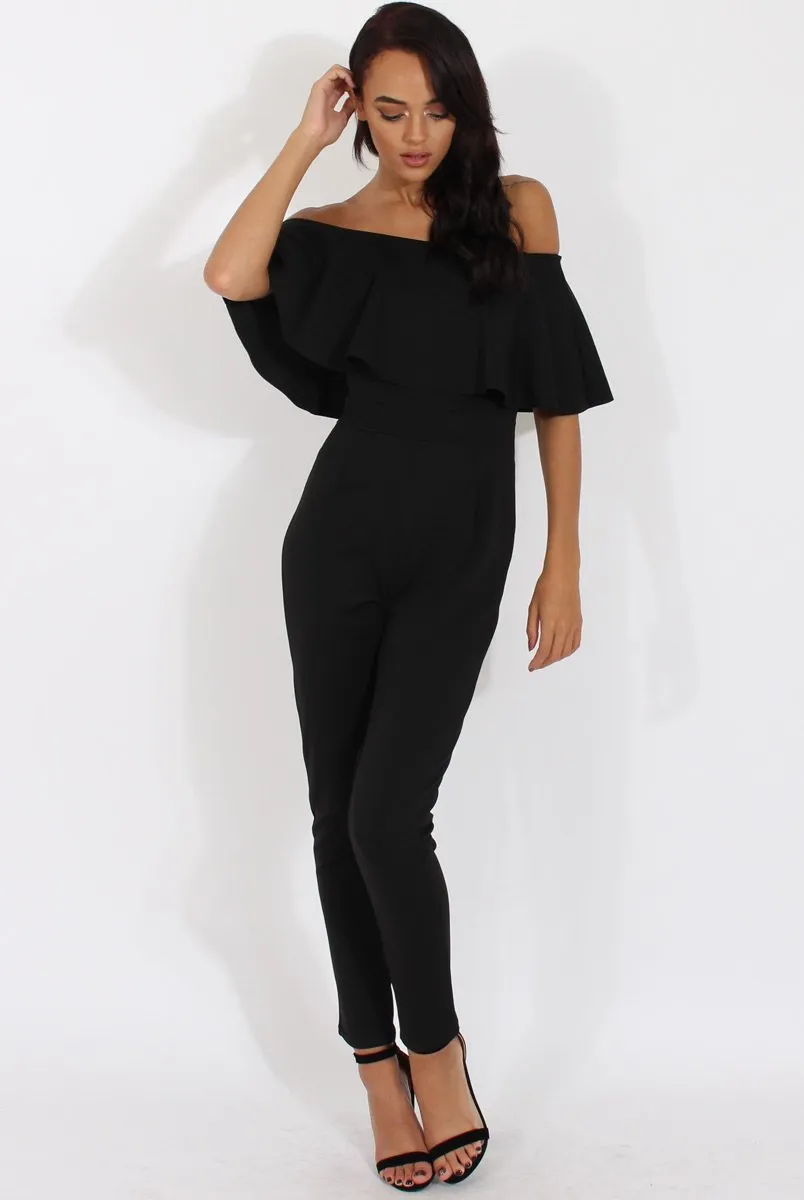 Black Bardot Fitted Jumpsuit - Bridget