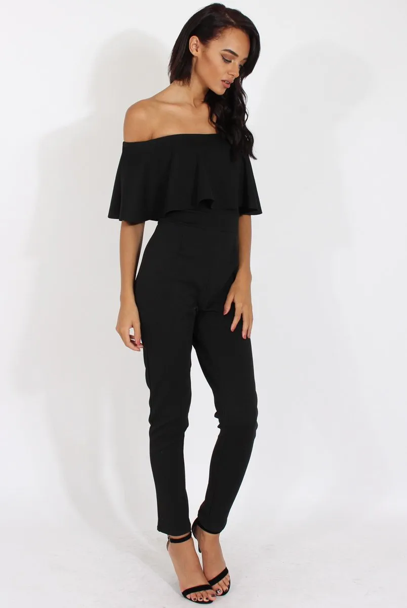 Black Bardot Fitted Jumpsuit - Bridget