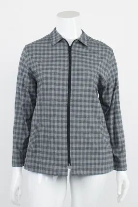 Black Pepper Grey Plaid Zip Front Jacket 14