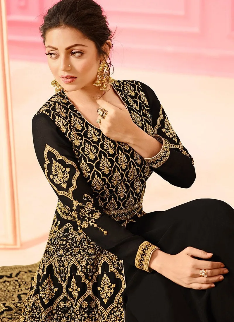 Black With Golden Detail Embroidered Kaliyaari Lehenga Suit