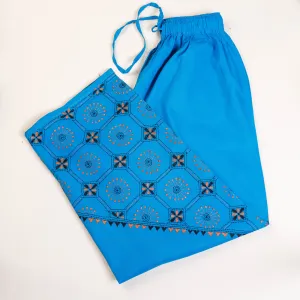 Blue - Bengal Kantha Embroidery Cotton Palazzo