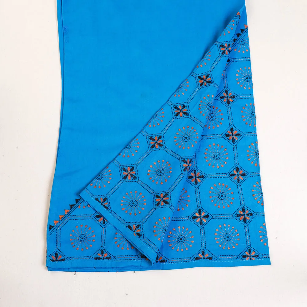 Blue - Bengal Kantha Embroidery Cotton Palazzo