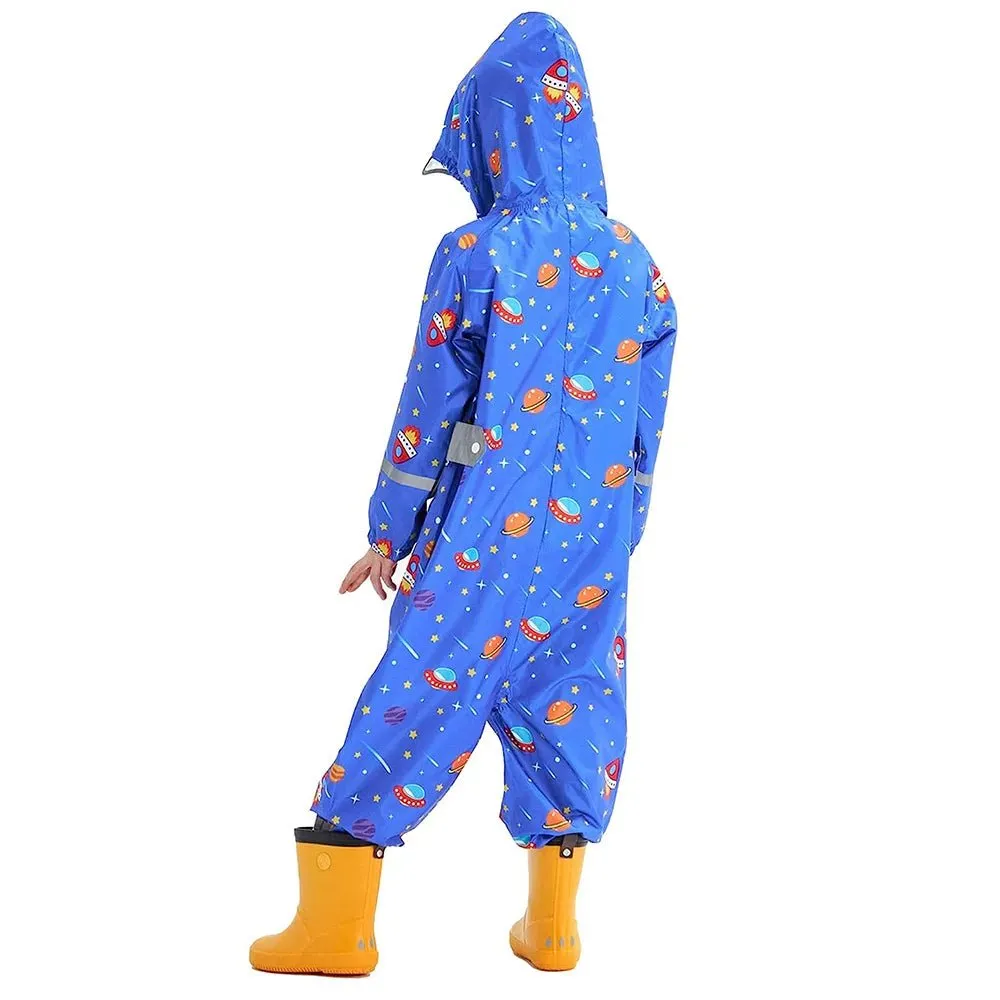 Blue Space Theme All Over Jumpsuit / Playsuit Raincoat for Kids