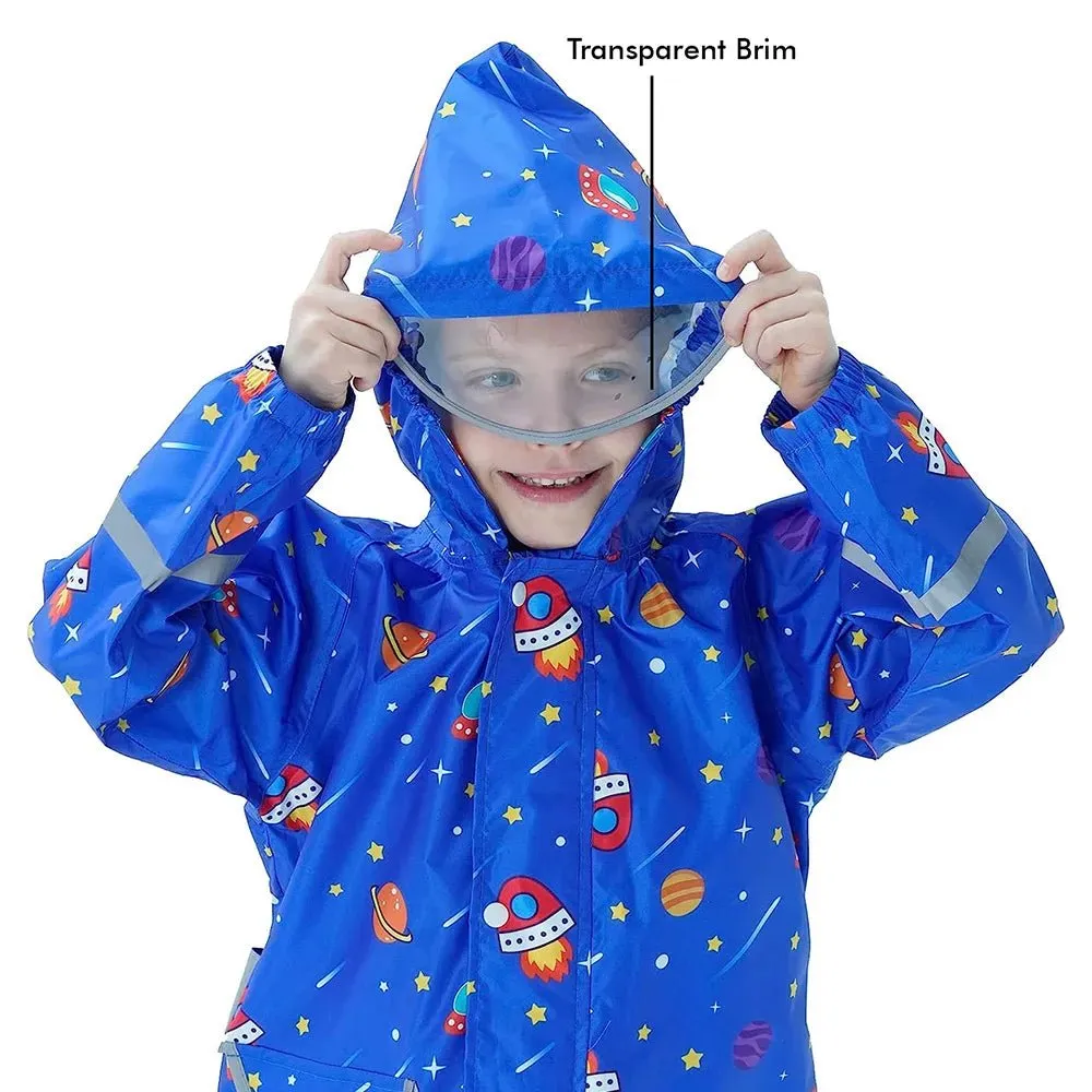 Blue Space Theme All Over Jumpsuit / Playsuit Raincoat for Kids