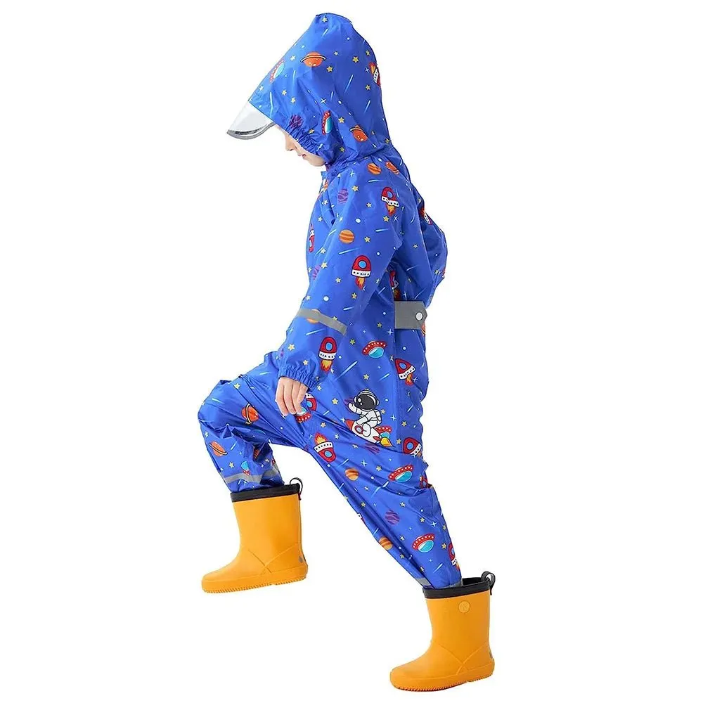 Blue Space Theme All Over Jumpsuit / Playsuit Raincoat for Kids