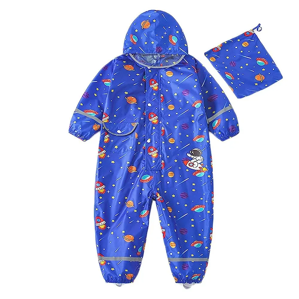 Blue Space Theme All Over Jumpsuit / Playsuit Raincoat for Kids