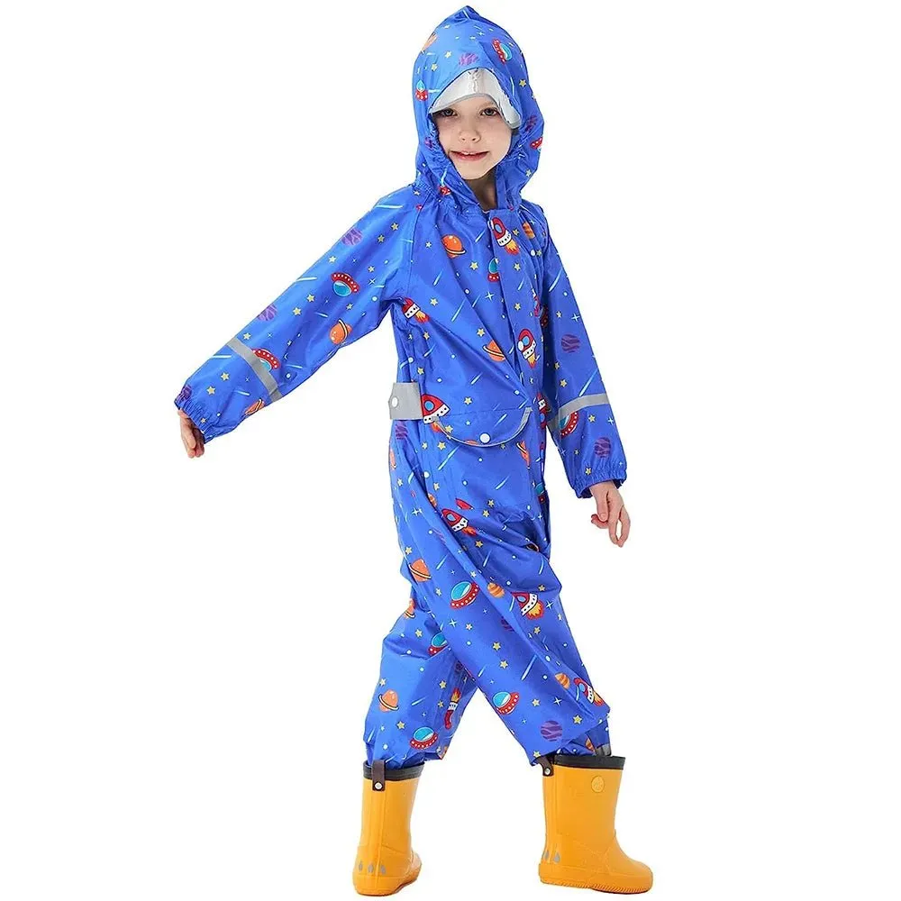 Blue Space Theme All Over Jumpsuit / Playsuit Raincoat for Kids