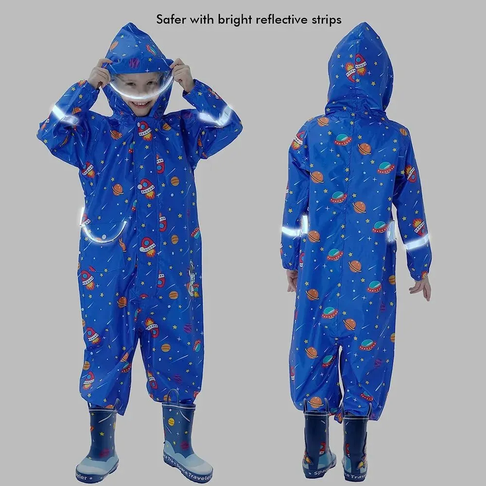 Blue Space Theme All Over Jumpsuit / Playsuit Raincoat for Kids