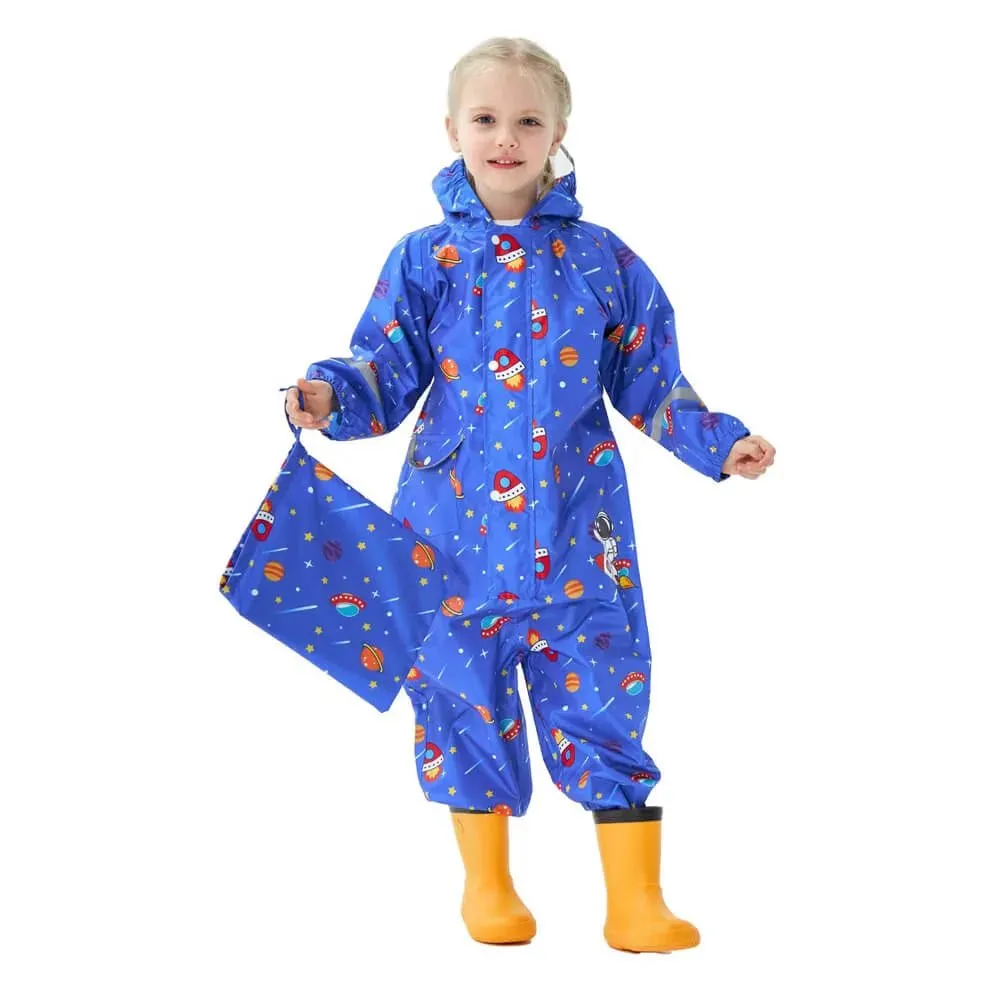 Blue Space Theme All Over Jumpsuit / Playsuit Raincoat for Kids