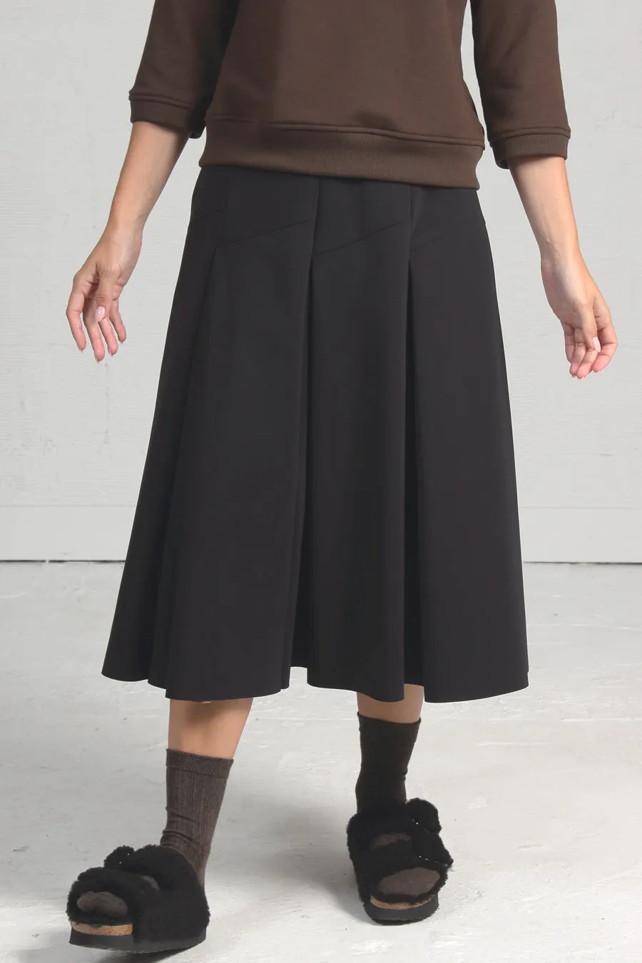 Bonded Tech Jersey Spadina Skirt - black