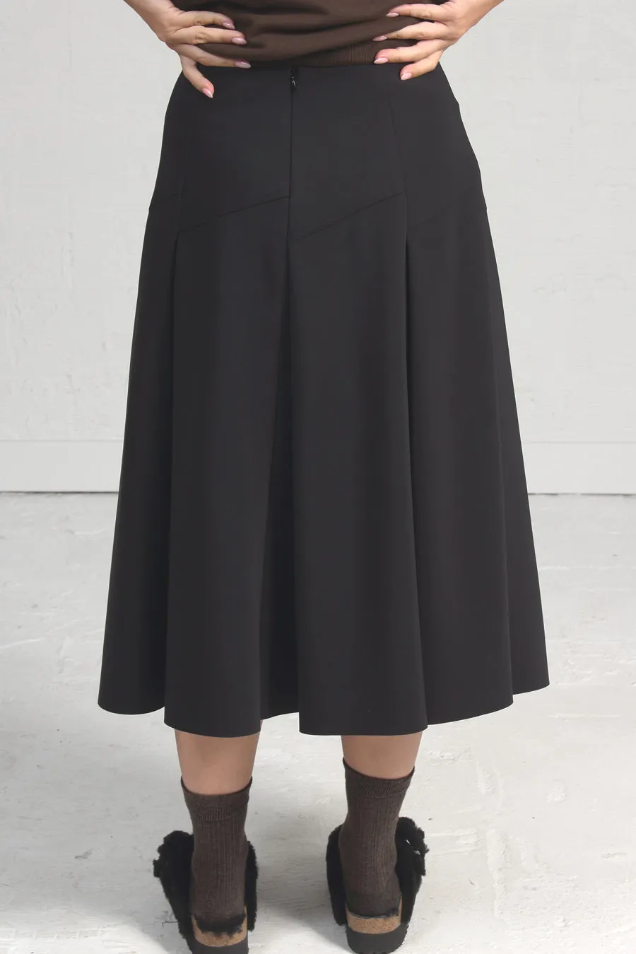 Bonded Tech Jersey Spadina Skirt - black