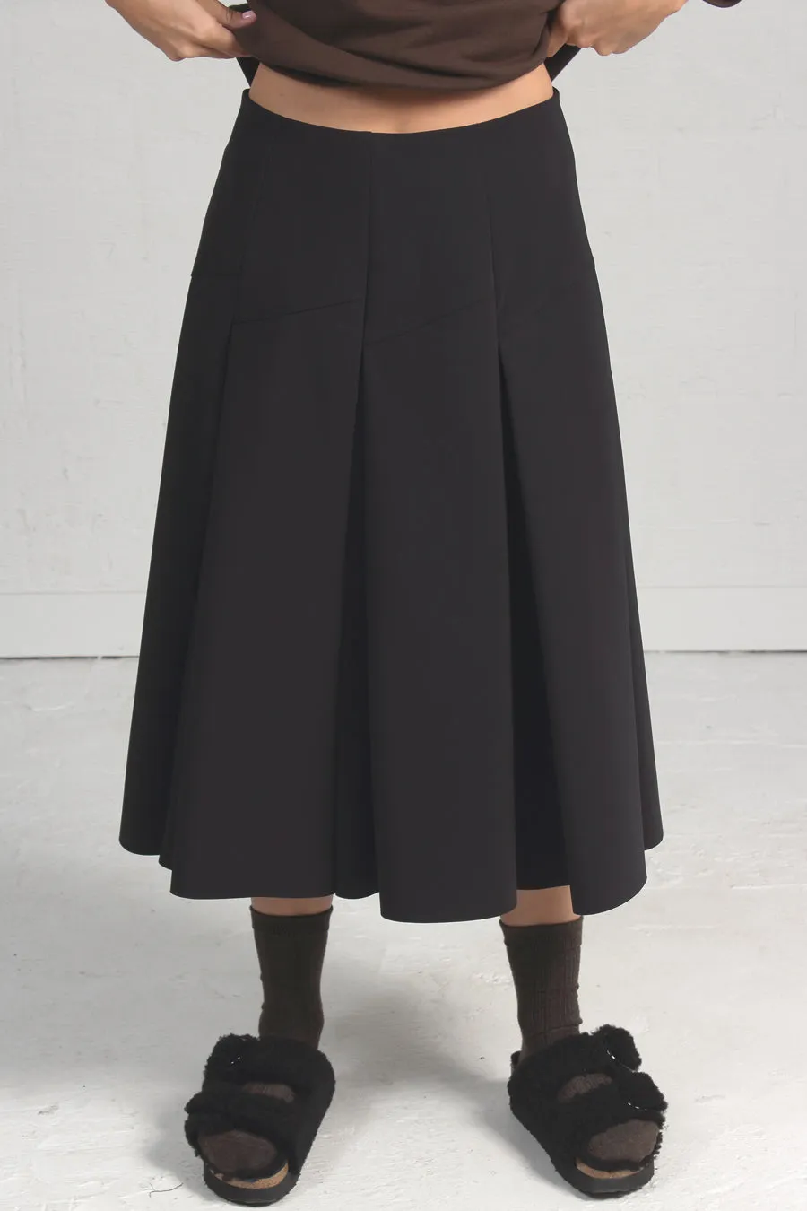 Bonded Tech Jersey Spadina Skirt - black