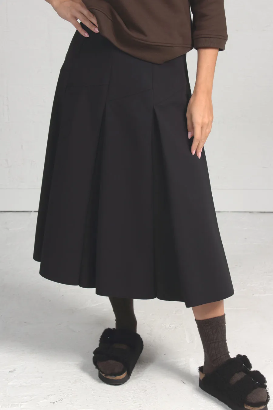 Bonded Tech Jersey Spadina Skirt - black