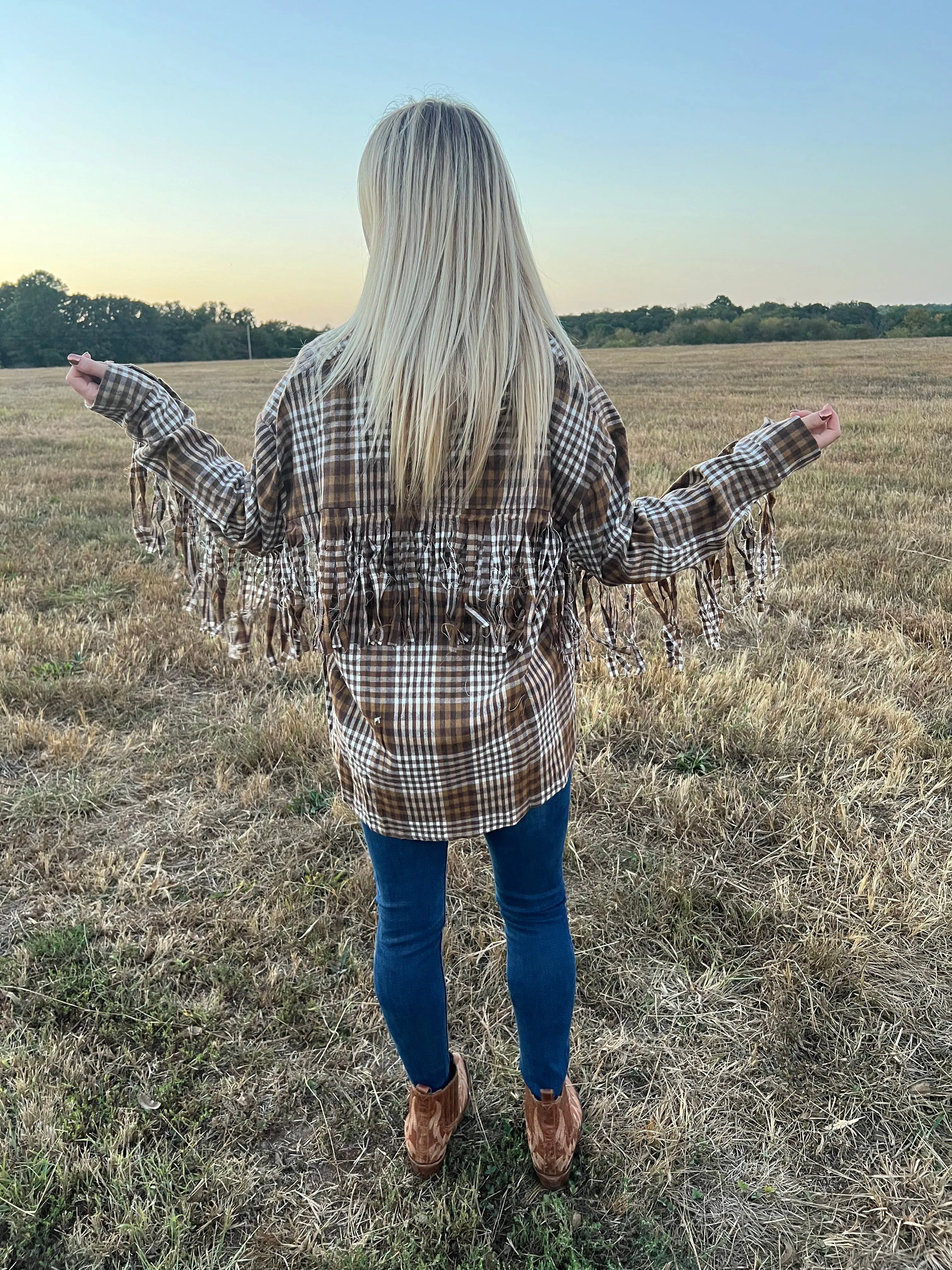 Brown Fringe Flannel