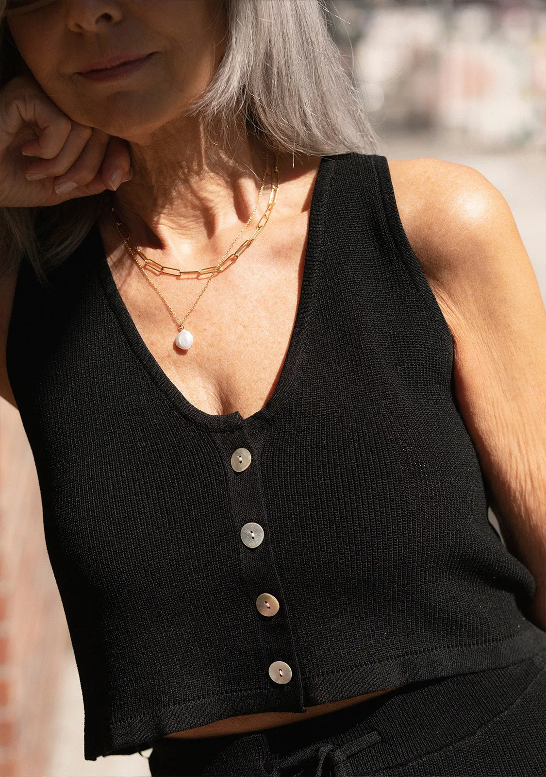 Button Detail Knitted Vest