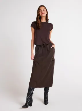 Cargo Midi Skirt Chocolate Brown