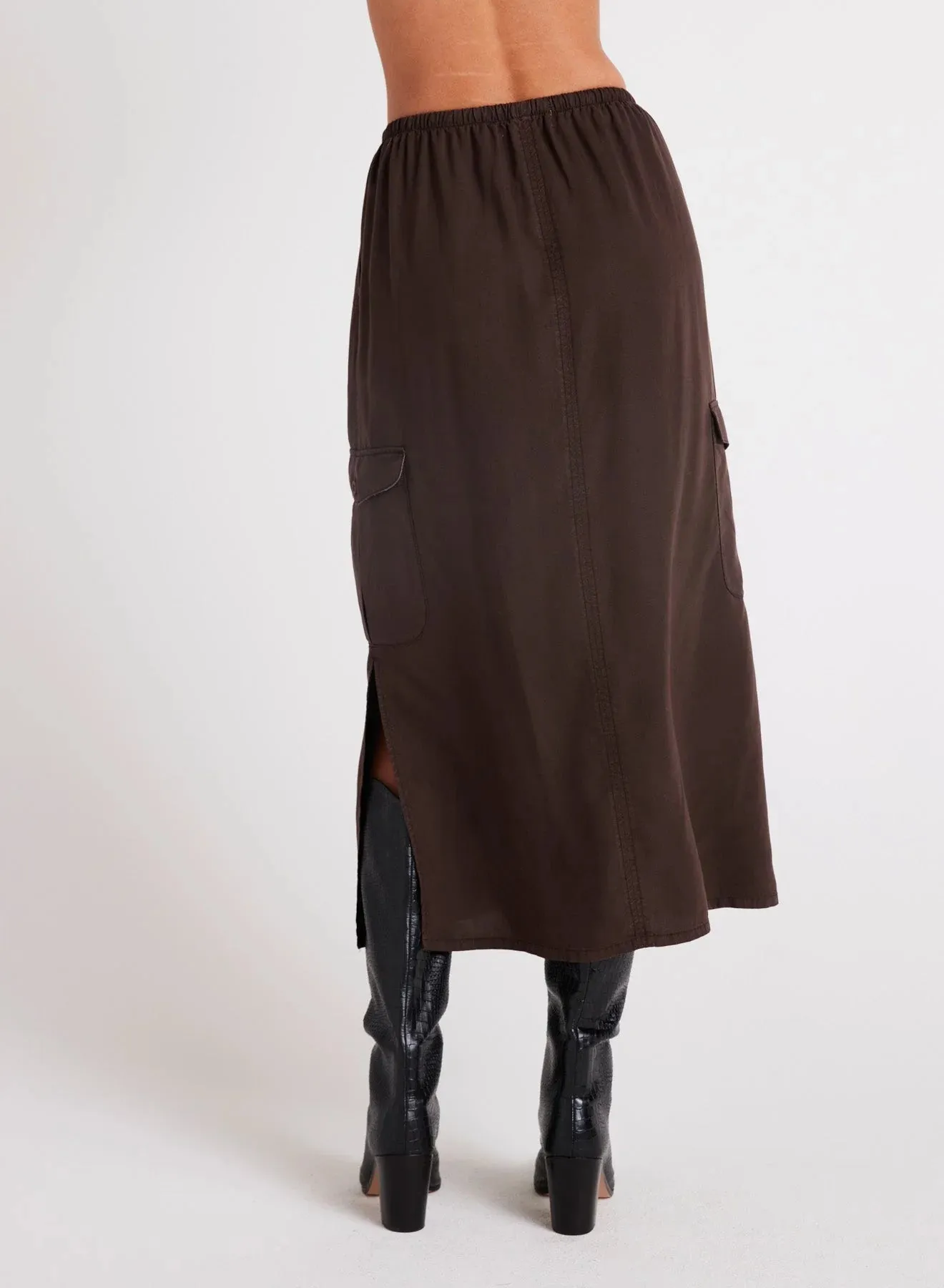 Cargo Midi Skirt Chocolate Brown