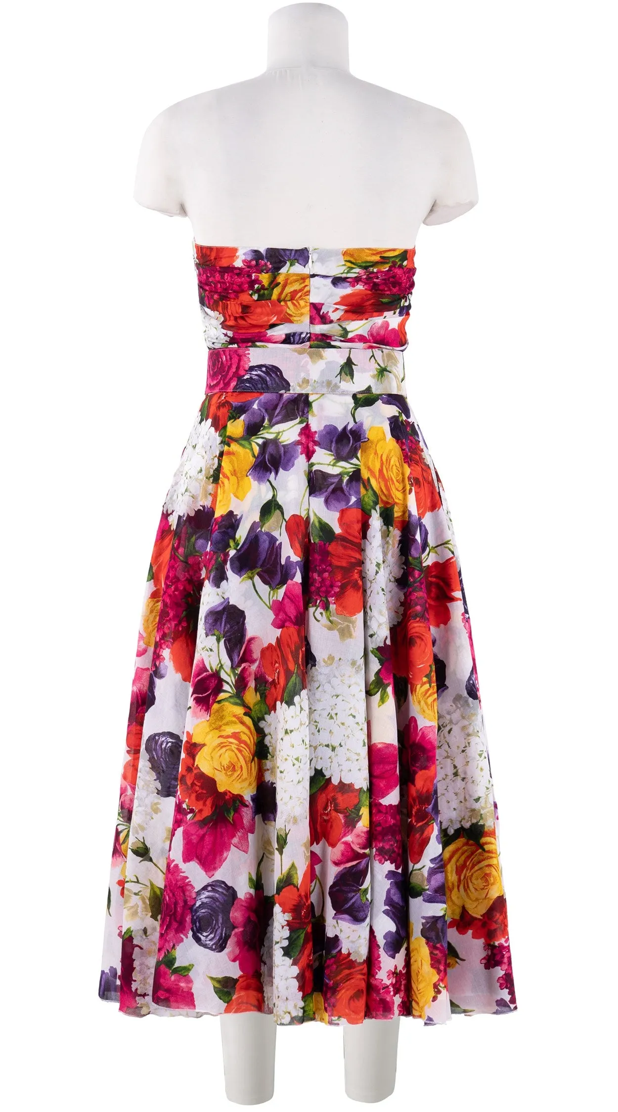 Carol Dress Tube Strapless with Hamilton Belt Midi Length Cotton Musola (Zinnia Flower)