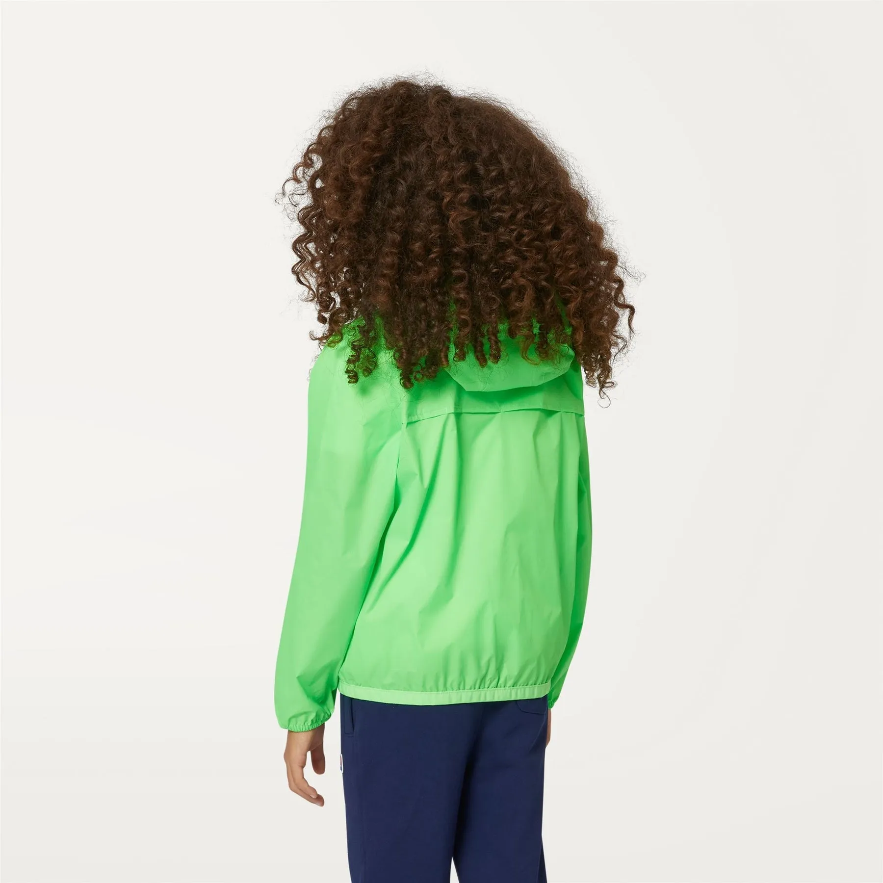 Claude - Kids Packable Full Zip Waterproof Rain Jacket in Green Fluo