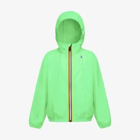 Claude - Kids Packable Full Zip Waterproof Rain Jacket in Green Fluo