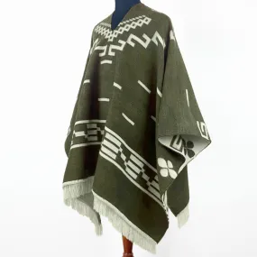 Clint Eastwood Poncho cowboy Serape replica handmade of Alpaca wool Unisex - olive green