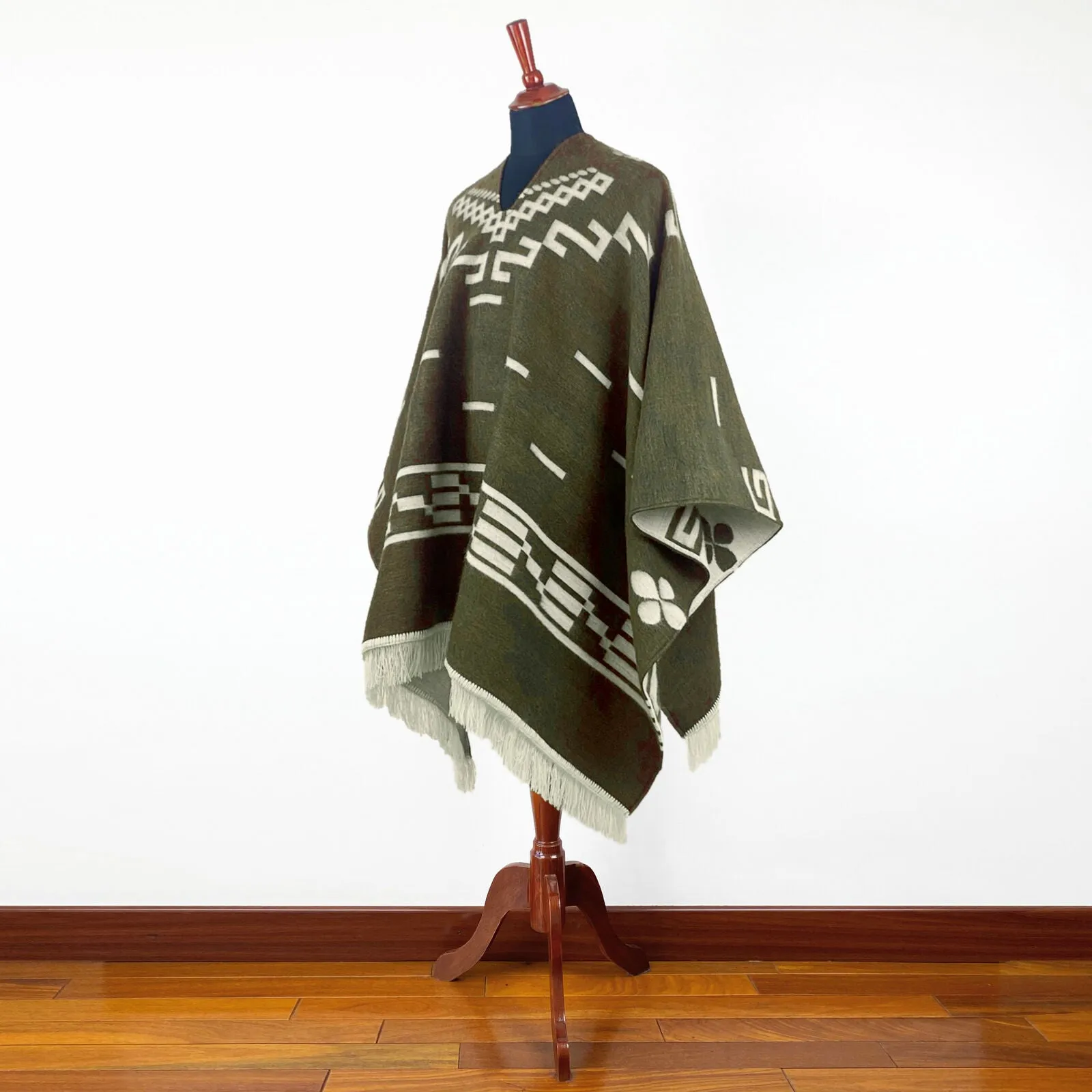 Clint Eastwood Poncho cowboy Serape replica handmade of Alpaca wool Unisex - olive green