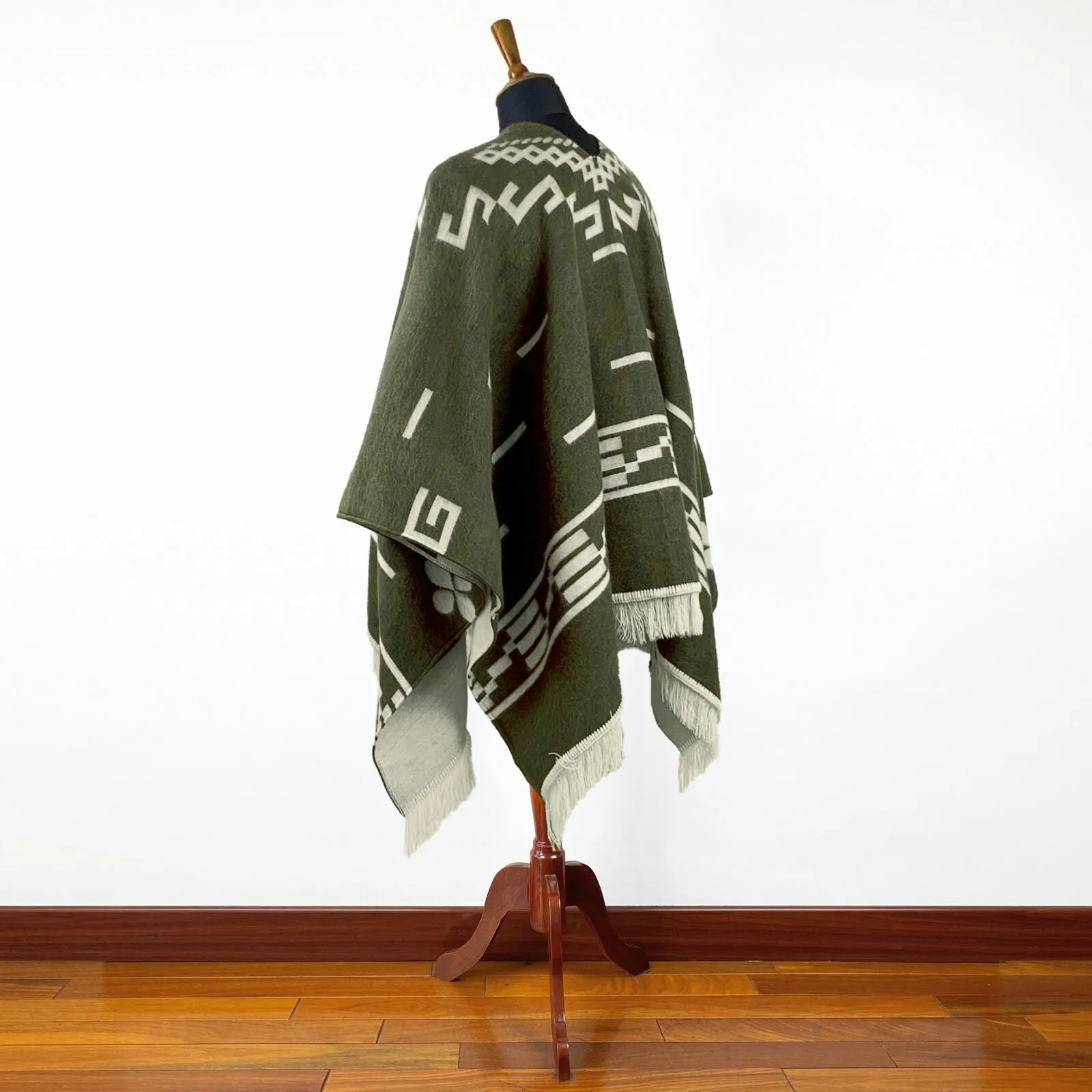 Clint Eastwood Poncho cowboy Serape replica handmade of Alpaca wool Unisex - olive green