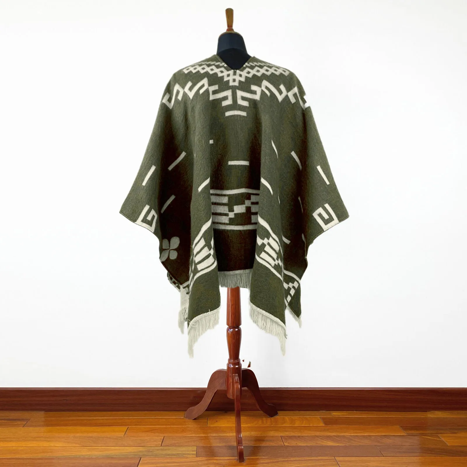 Clint Eastwood Poncho cowboy Serape replica handmade of Alpaca wool Unisex - olive green